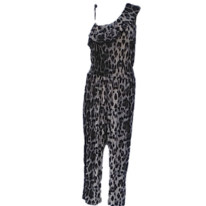 Leopard Print One Shoulder Women's Jumpsuit Size XS EUC Mob Wife